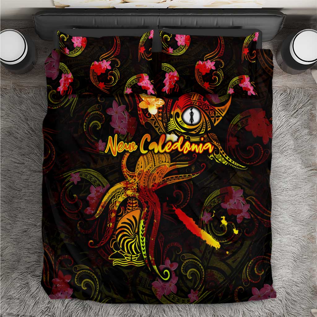 New Caledonia Bedding Set Octopus Plumeria Polynesian Tattoo