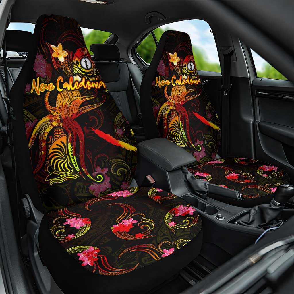 New Caledonia Car Seat Cover Octopus Plumeria Polynesian Tattoo
