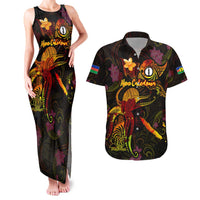 New Caledonia Couples Matching Tank Maxi Dress and Hawaiian Shirt Octopus Plumeria Polynesian Tattoo