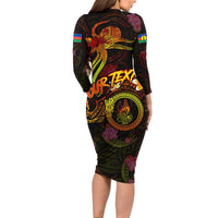 New Caledonia Family Matching Long Sleeve Bodycon Dress and Hawaiian Shirt Octopus Plumeria Polynesian Tattoo
