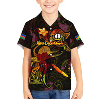 New Caledonia Family Matching Off Shoulder Short Dress and Hawaiian Shirt Octopus Plumeria Polynesian Tattoo