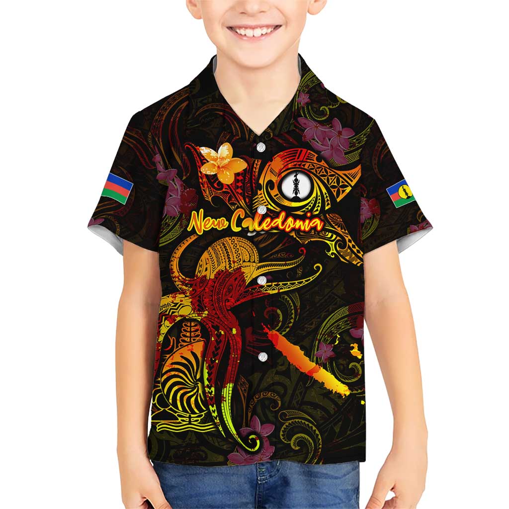 New Caledonia Kid Hawaiian Shirt Octopus Plumeria Polynesian Tattoo DT02 Kid Black - Polynesian Pride