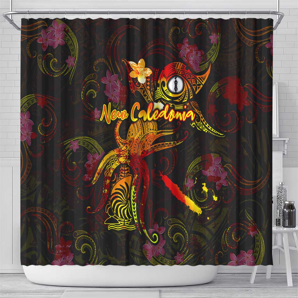 New Caledonia Shower Curtain Octopus Plumeria Polynesian Tattoo