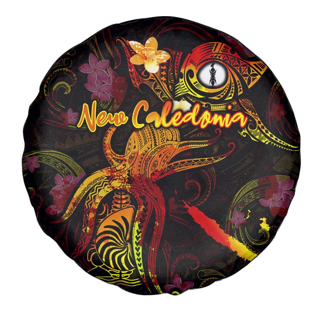 New Caledonia Spare Tire Cover Octopus Plumeria Polynesian Tattoo