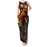 New Caledonia Tank Maxi Dress Octopus Plumeria Polynesian Tattoo