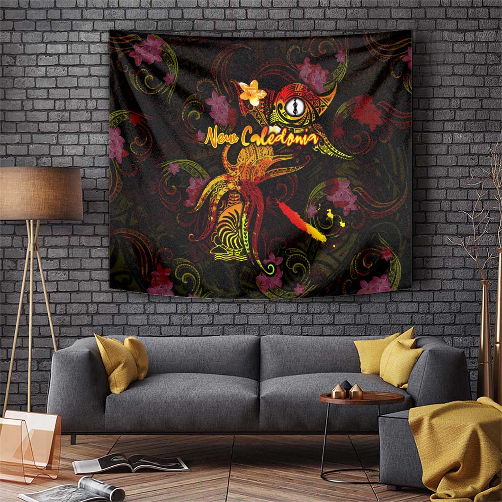 New Caledonia Tapestry Octopus Plumeria Polynesian Tattoo DT02 Black - Polynesian Pride