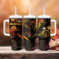 New Caledonia Tumbler With Handle Octopus Plumeria Polynesian Tattoo