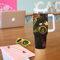 New Caledonia Tumbler With Handle Octopus Plumeria Polynesian Tattoo