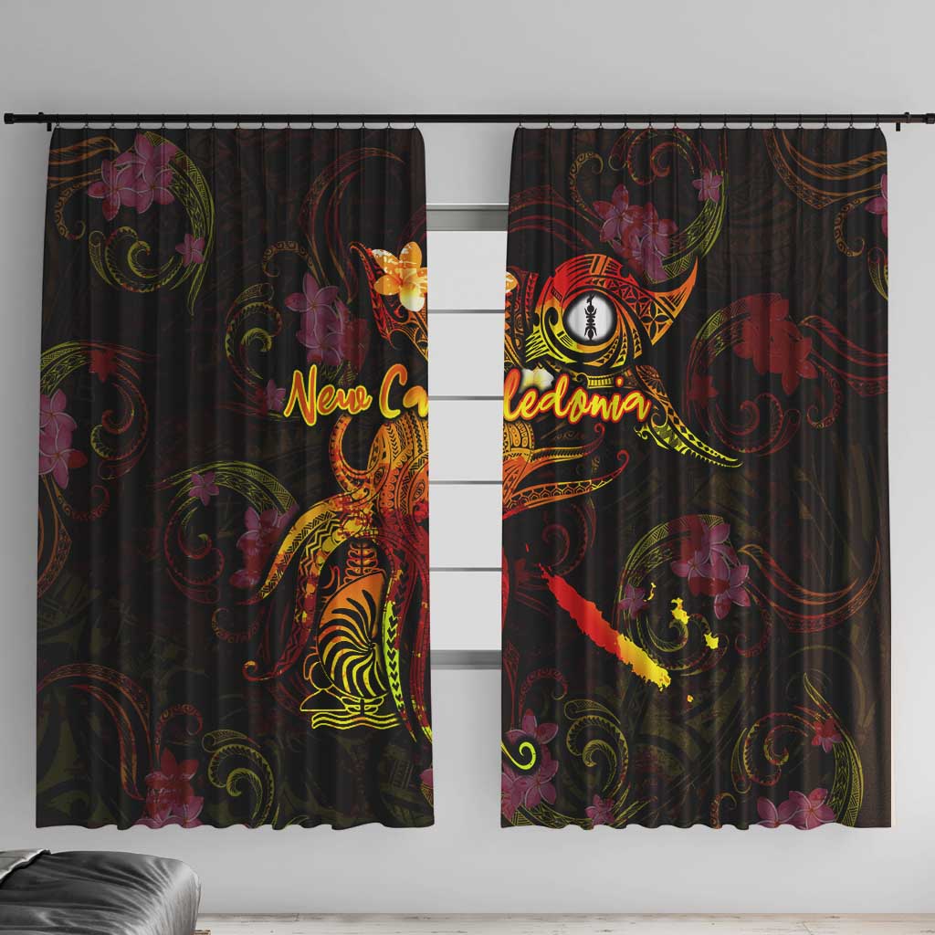 New Caledonia Window Curtain Octopus Plumeria Polynesian Tattoo DT02 With Hooks Black - Polynesian Pride