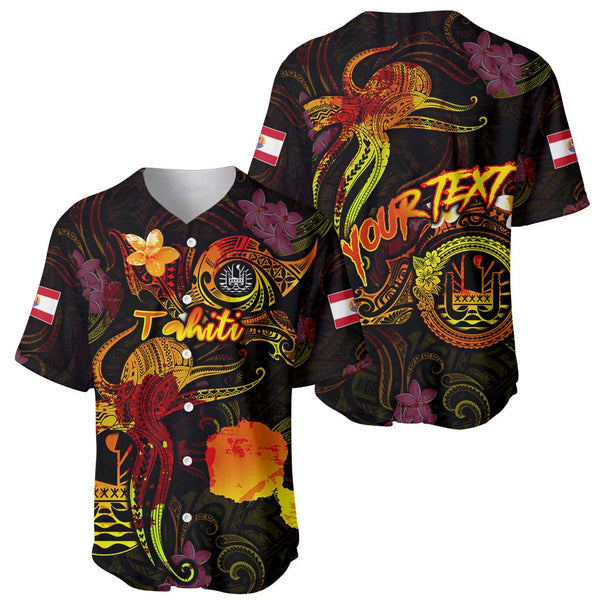 Hawaii Baseball Jersey Polynesian Shark Tattoo With Plumeria Yellow Gradient LT14 main image 1