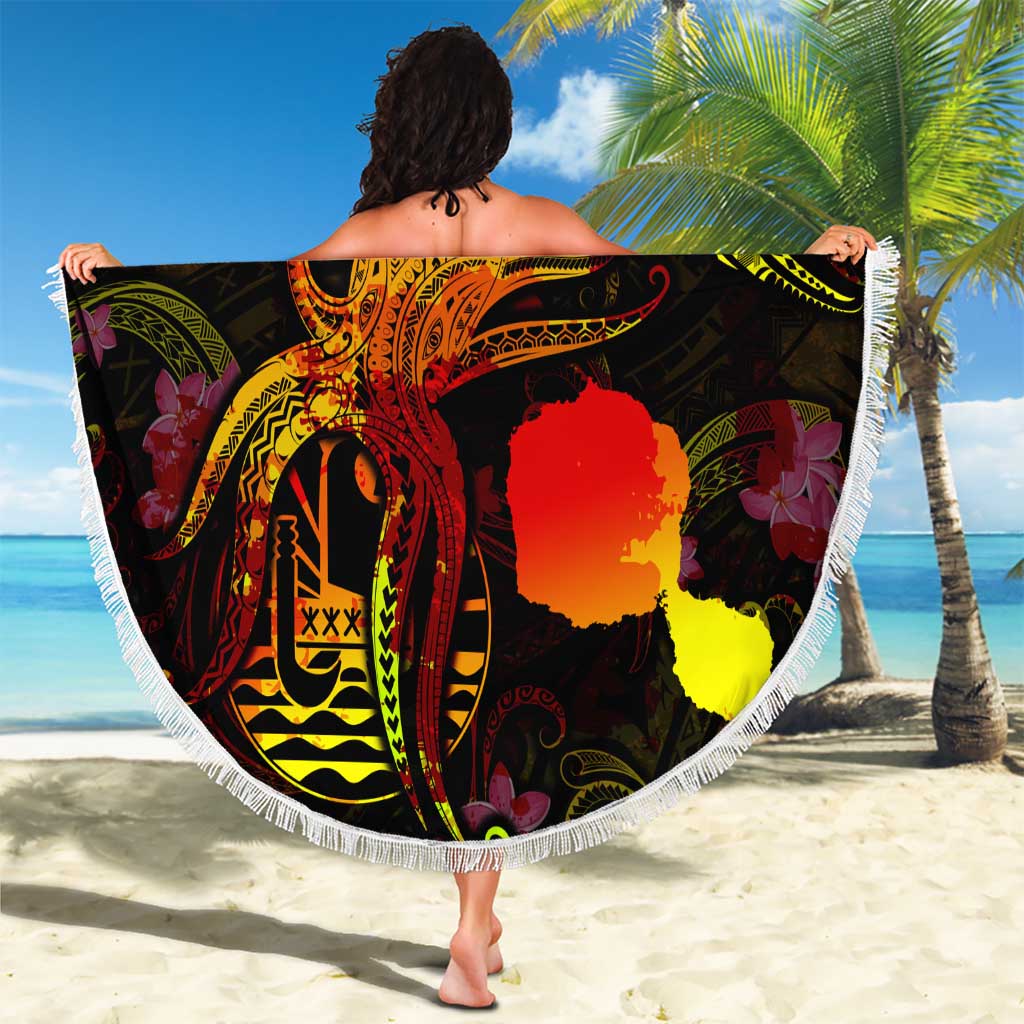 Tahiti French Polynesia Beach Blanket Octopus Plumeria Polynesian Tattoo