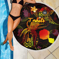 Tahiti French Polynesia Beach Blanket Octopus Plumeria Polynesian Tattoo