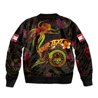 Tahiti French Polynesia Bomber Jacket Octopus Plumeria Polynesian Tattoo