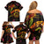 Tahiti French Polynesia Family Matching Off Shoulder Short Dress and Hawaiian Shirt Octopus Plumeria Polynesian Tattoo