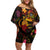 Tahiti French Polynesia Family Matching Off Shoulder Short Dress and Hawaiian Shirt Octopus Plumeria Polynesian Tattoo