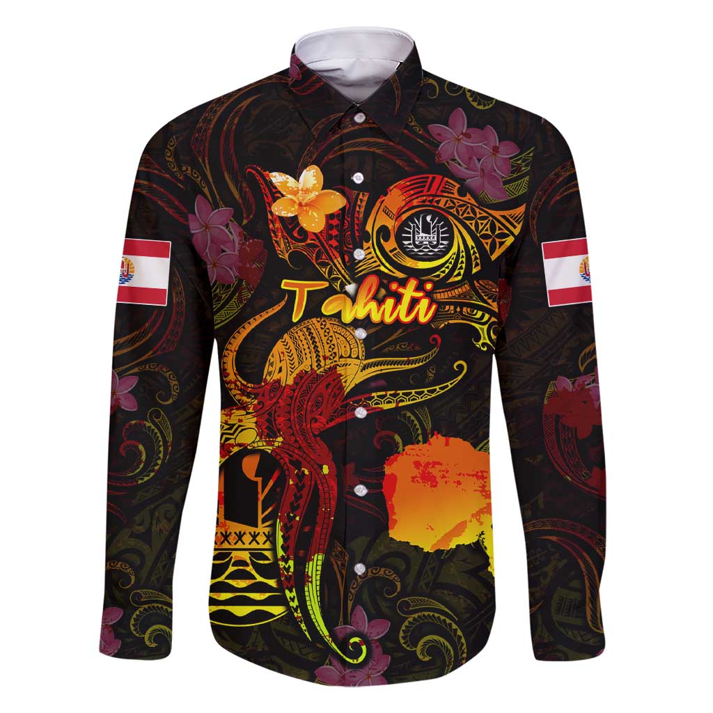 Tahiti French Polynesia Family Matching Short Sleeve Bodycon Dress and Hawaiian Shirt Octopus Plumeria Polynesian Tattoo