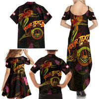 Tahiti French Polynesia Family Matching Summer Maxi Dress and Hawaiian Shirt Octopus Plumeria Polynesian Tattoo