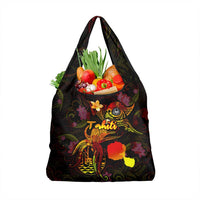Tahiti French Polynesia Grocery Bag Octopus Plumeria Polynesian Tattoo