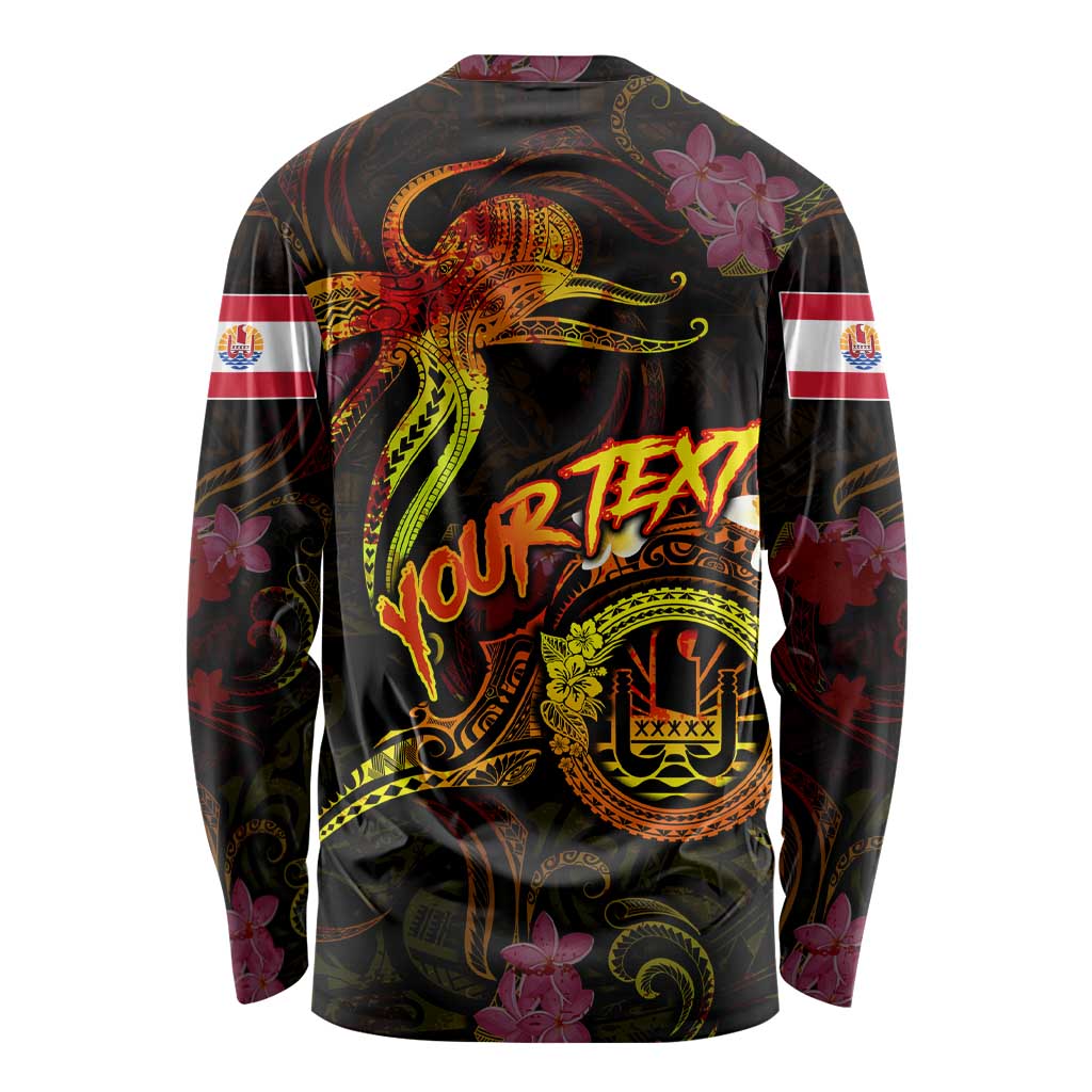 Tahiti French Polynesia Long Sleeve Shirt Octopus Plumeria Polynesian Tattoo
