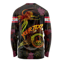 Tahiti French Polynesia Long Sleeve Shirt Octopus Plumeria Polynesian Tattoo