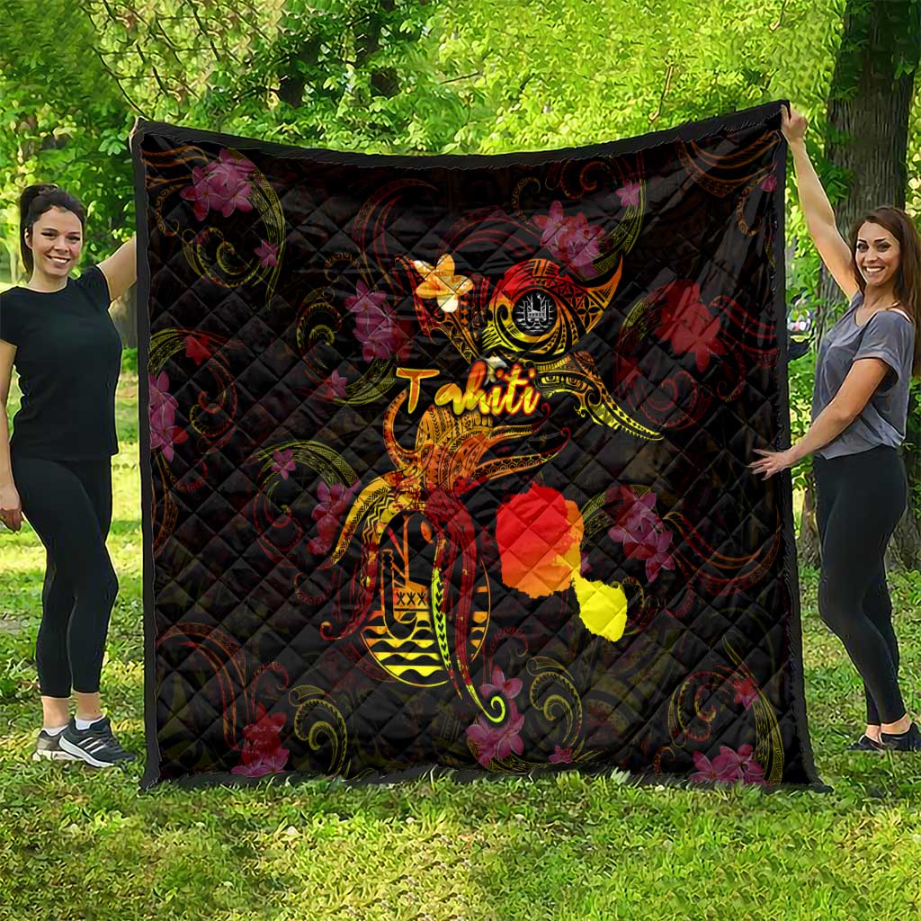 Tahiti French Polynesia Quilt Octopus Plumeria Polynesian Tattoo