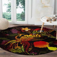 Tahiti French Polynesia Round Carpet Octopus Plumeria Polynesian Tattoo