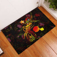 Tahiti French Polynesia Rubber Doormat Octopus Plumeria Polynesian Tattoo