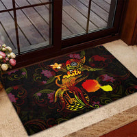 Tahiti French Polynesia Rubber Doormat Octopus Plumeria Polynesian Tattoo