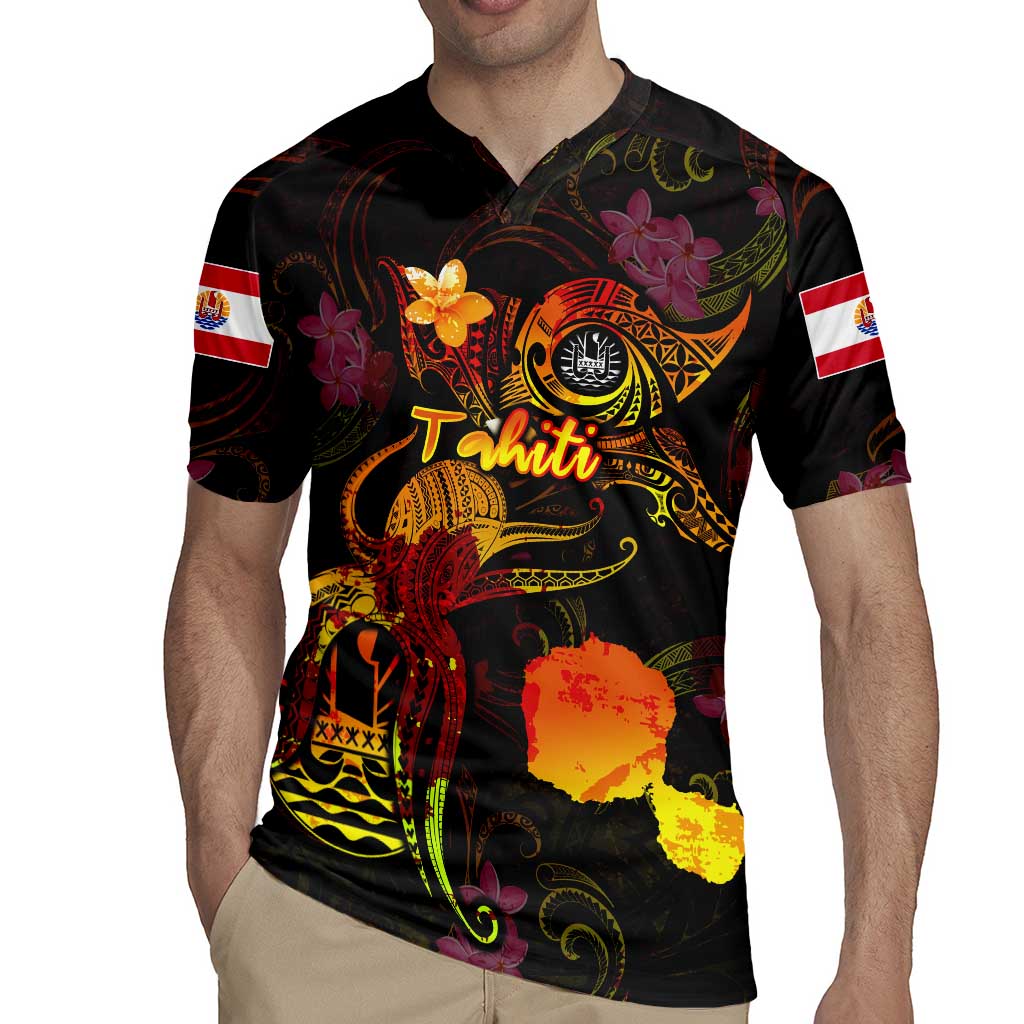 Tahiti French Polynesia Rugby Jersey Octopus Plumeria Polynesian Tattoo