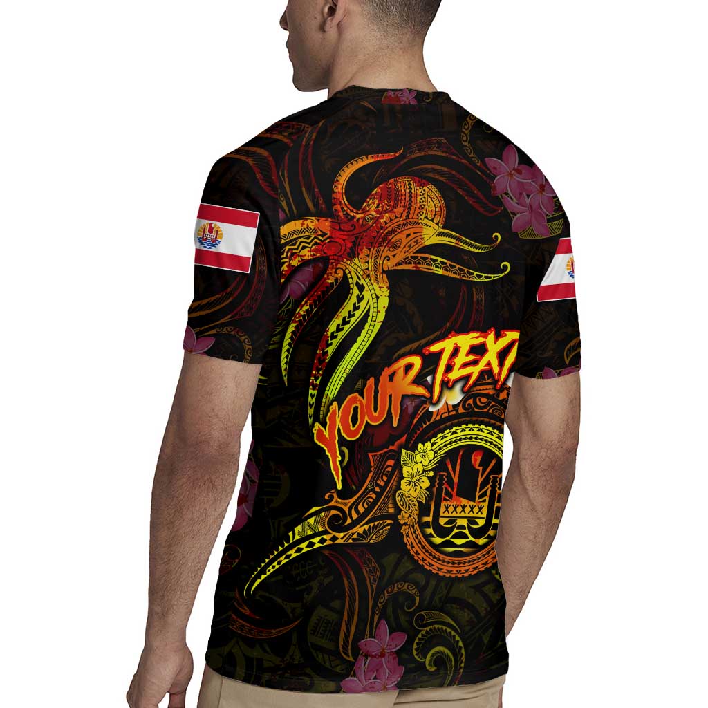 Tahiti French Polynesia Rugby Jersey Octopus Plumeria Polynesian Tattoo