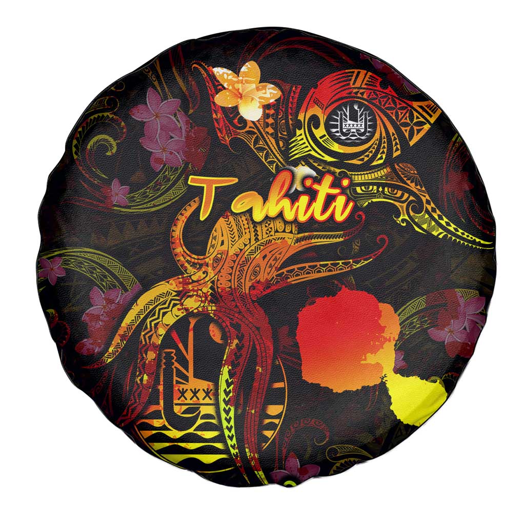 Tahiti French Polynesia Spare Tire Cover Octopus Plumeria Polynesian Tattoo