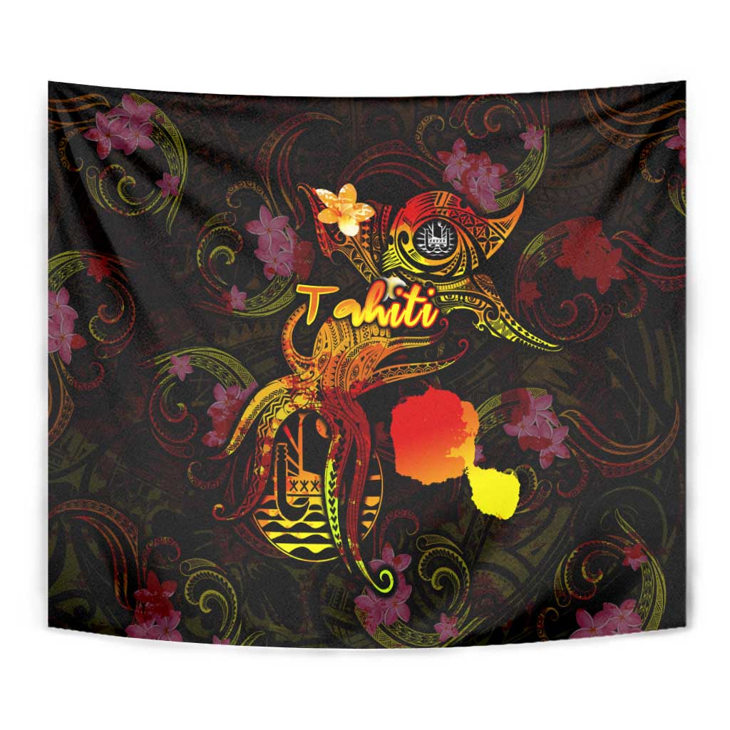 Tahiti French Polynesia Tapestry Octopus Plumeria Polynesian Tattoo