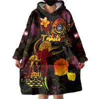 Tahiti French Polynesia Wearable Blanket Hoodie Octopus Plumeria Polynesian Tattoo