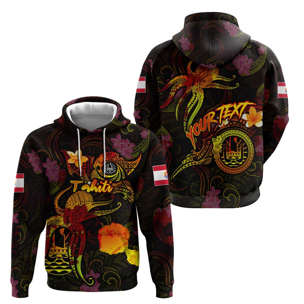 Tahiti French Polynesia Zip Hoodie Octopus Plumeria Polynesian Tattoo