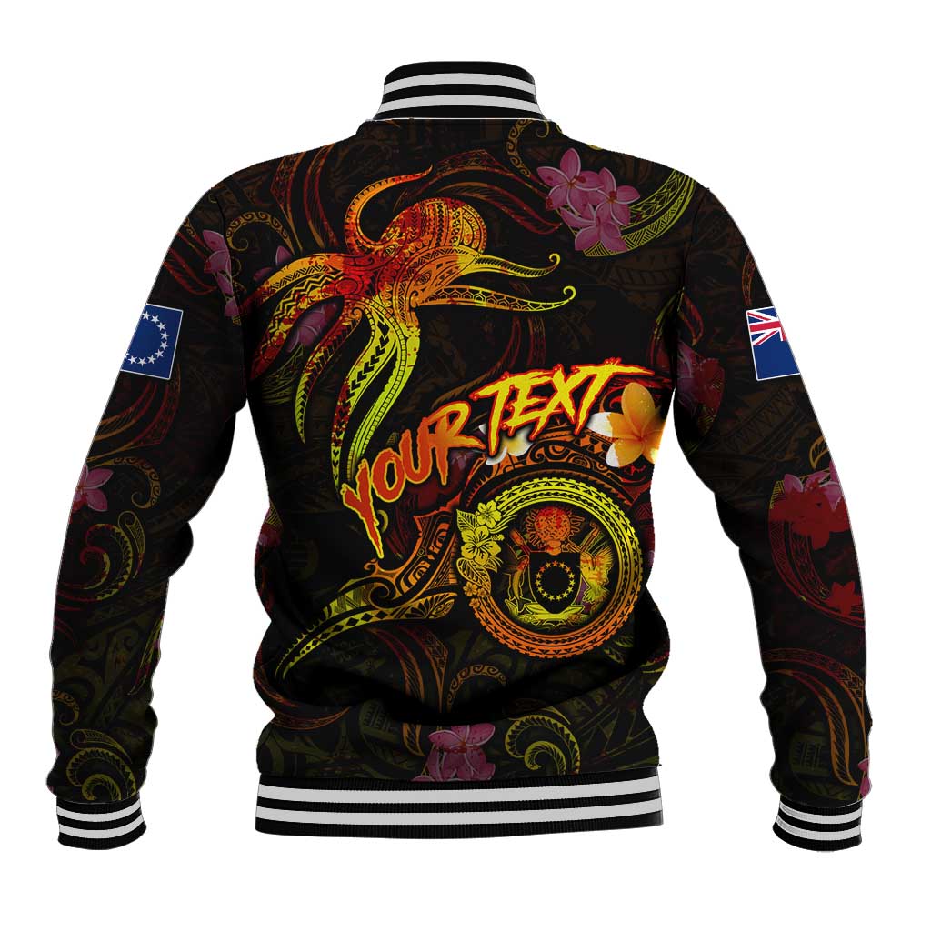 Cook Islands Baseball Jacket Octopus Plumeria Polynesian Tattoo