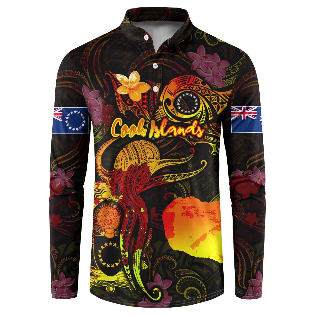Cook Islands Button Sweatshirt Octopus Plumeria Polynesian Tattoo
