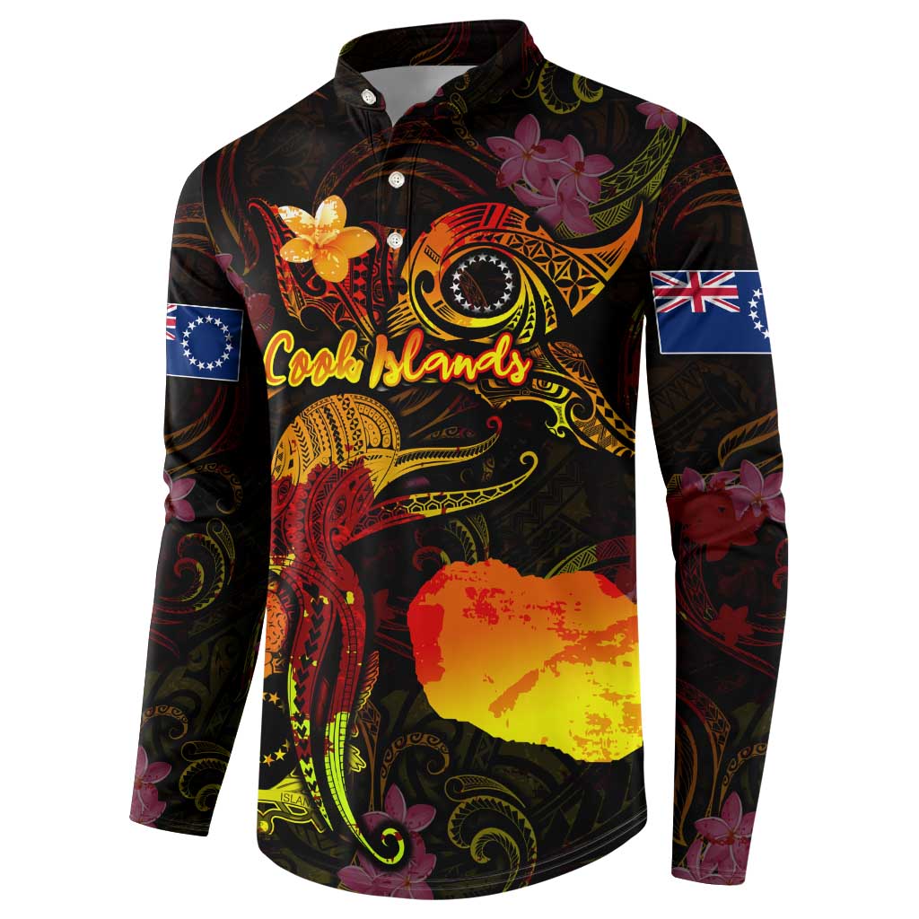 Cook Islands Button Sweatshirt Octopus Plumeria Polynesian Tattoo