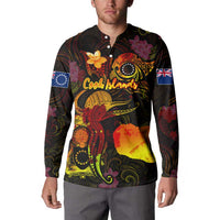 Cook Islands Button Sweatshirt Octopus Plumeria Polynesian Tattoo