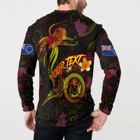 Cook Islands Button Sweatshirt Octopus Plumeria Polynesian Tattoo