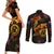 Cook Islands Couples Matching Short Sleeve Bodycon Dress and Long Sleeve Button Shirt Octopus Plumeria Polynesian Tattoo