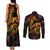 Cook Islands Couples Matching Tank Maxi Dress and Long Sleeve Button Shirt Octopus Plumeria Polynesian Tattoo