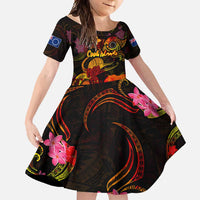 Cook Islands Family Matching Long Sleeve Bodycon Dress and Hawaiian Shirt Octopus Plumeria Polynesian Tattoo