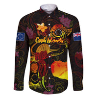 Cook Islands Family Matching Off The Shoulder Long Sleeve Dress and Hawaiian Shirt Octopus Plumeria Polynesian Tattoo