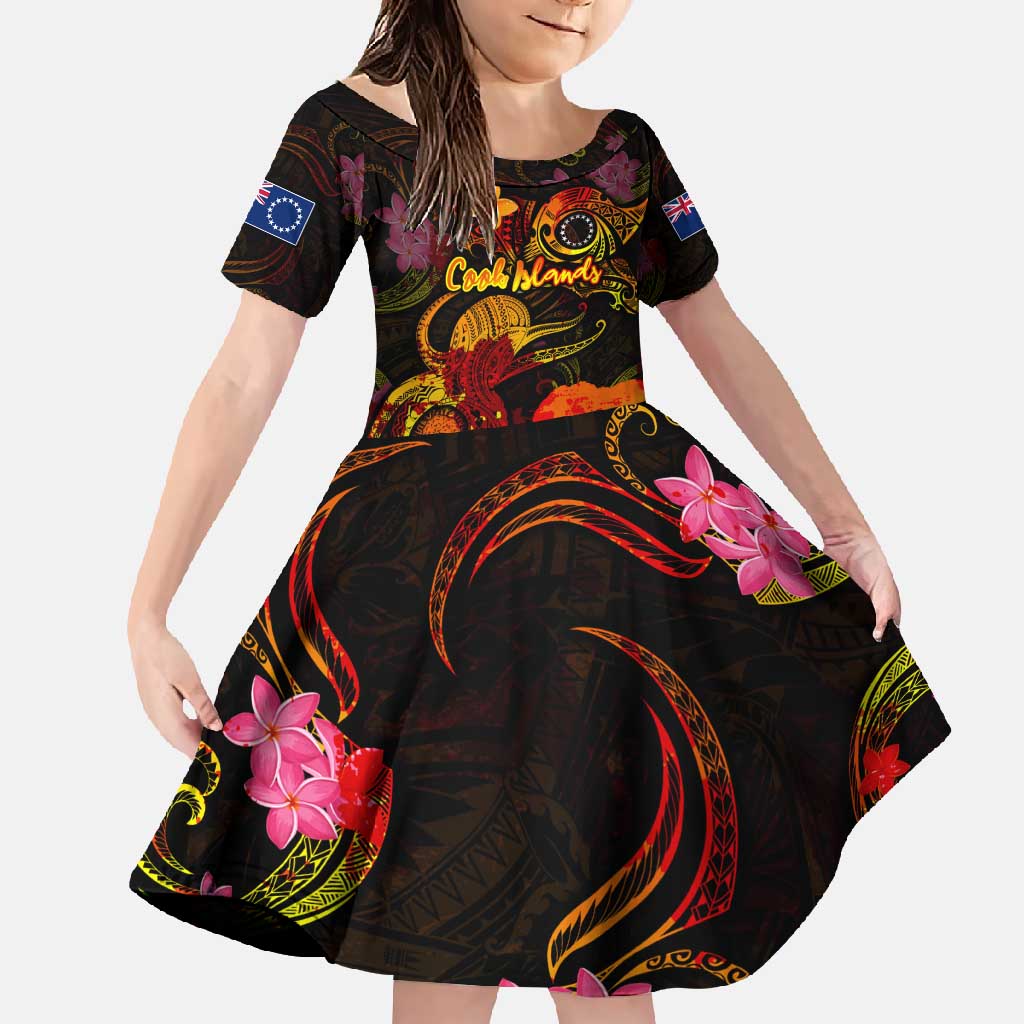 Cook Islands Family Matching Off Shoulder Maxi Dress and Hawaiian Shirt Octopus Plumeria Polynesian Tattoo
