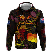 Cook Islands Hoodie Octopus Plumeria Polynesian Tattoo