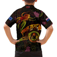 Cook Islands Kid Hawaiian Shirt Octopus Plumeria Polynesian Tattoo