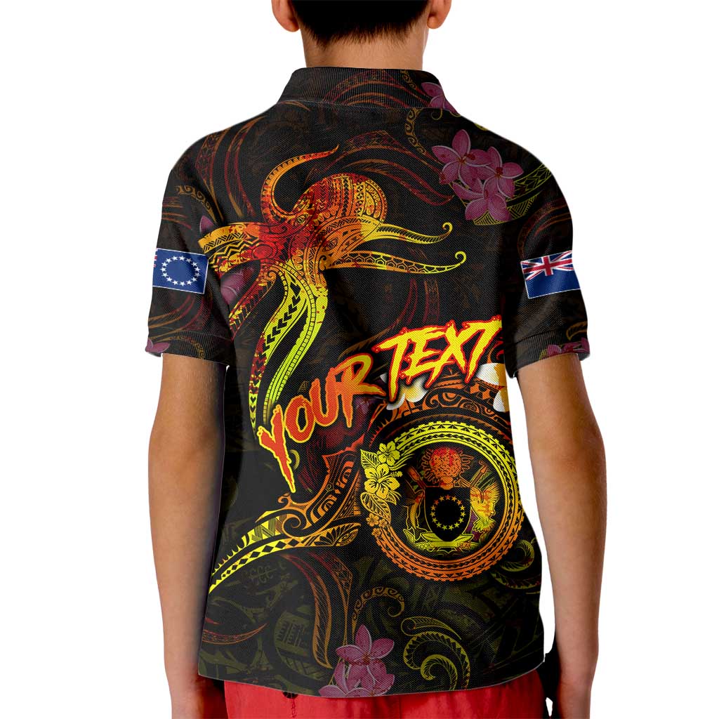 Cook Islands Kid Polo Shirt Octopus Plumeria Polynesian Tattoo