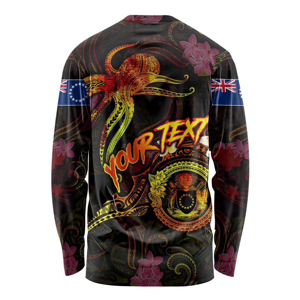 Cook Islands Long Sleeve Shirt Octopus Plumeria Polynesian Tattoo