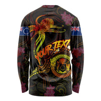 Cook Islands Long Sleeve Shirt Octopus Plumeria Polynesian Tattoo