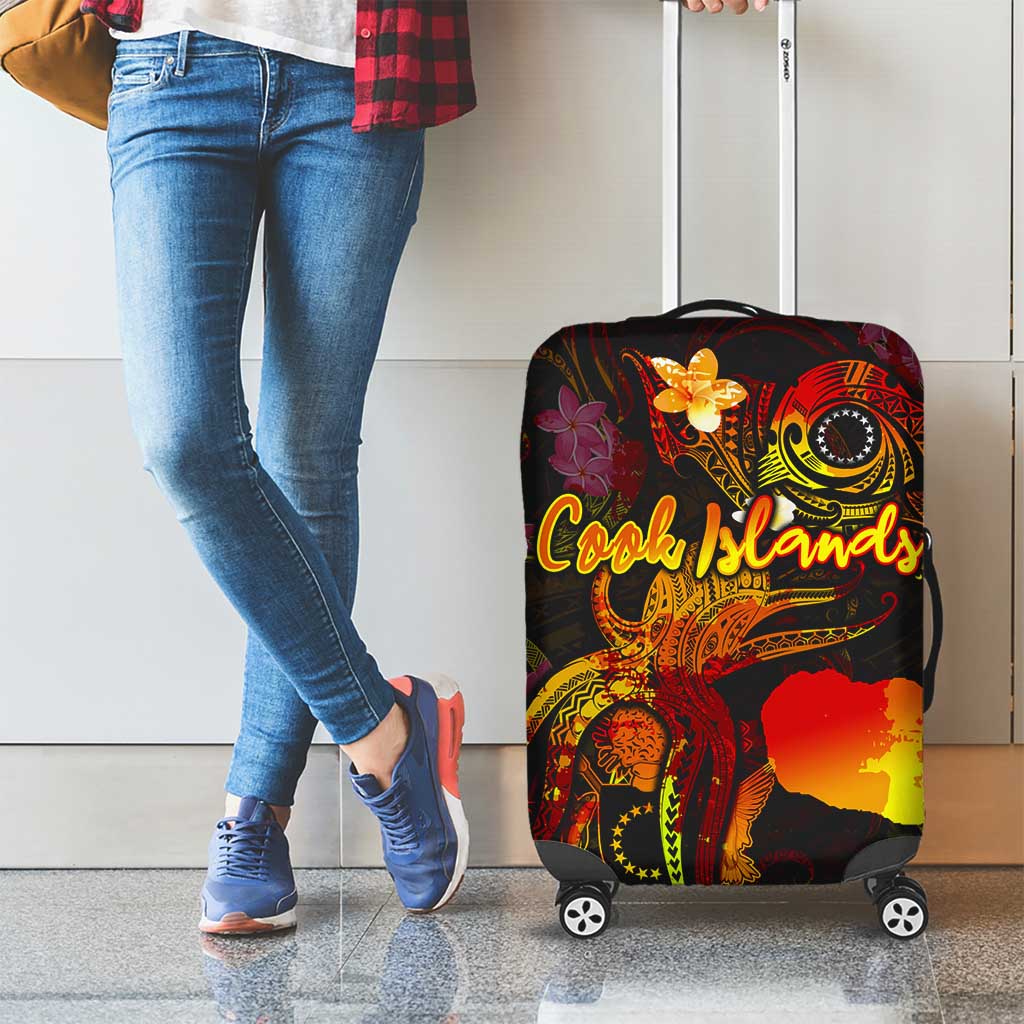Cook Islands Luggage Cover Octopus Plumeria Polynesian Tattoo